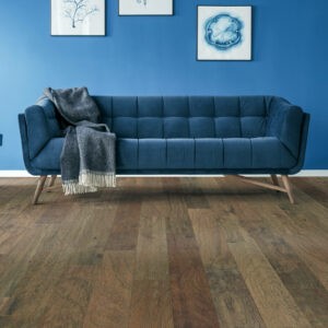 Blue couch on hardwood floor | Bell County Flooring